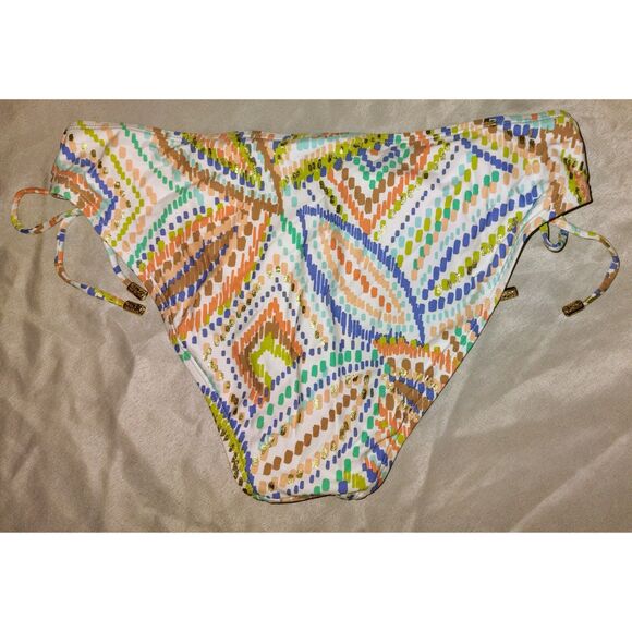 NWT La Blanca Sunbaked Jewels Side Tie Hipster Swim Bottom Size 12 Gold Beach - Picture 3 of 4